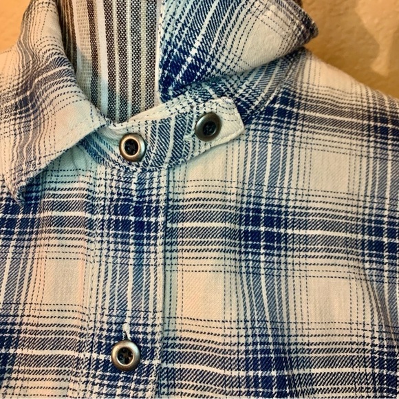 Madewell Shirt XS 100% Cotton Long-Sleeve Button-Up White Blue Plaid Comfy - Picture 3 of 16